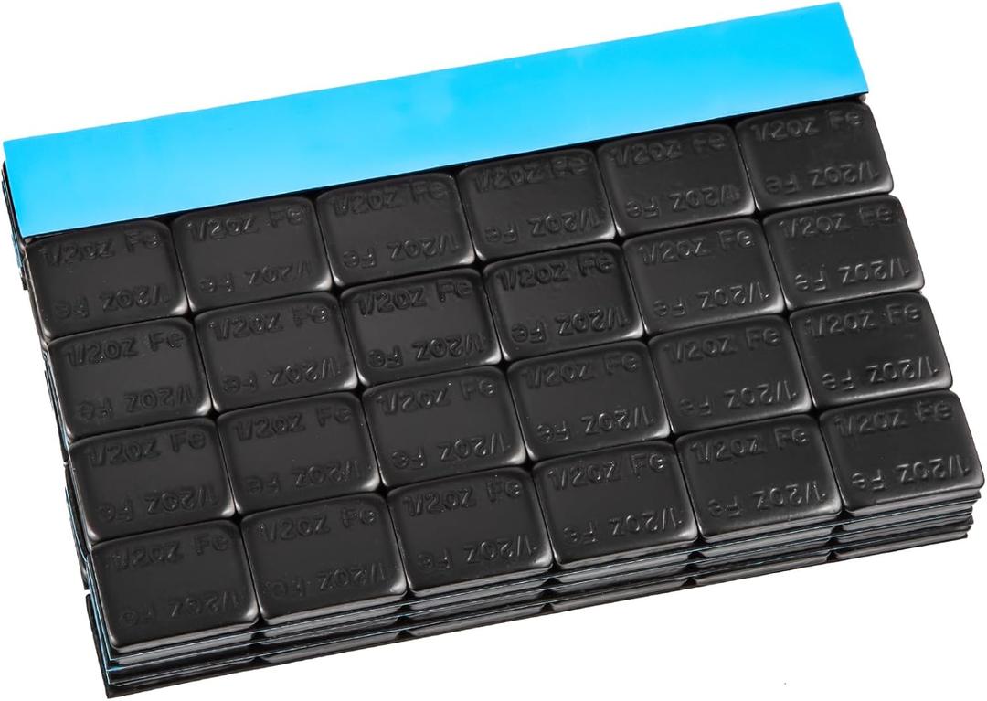 JiiinMiiin Upgraded Wheel Weights 1/2oz, 0.5oz, Black - 126PCS Adhesive Stick on Wheel Weights, 63oz/Box, Perfect for Cars/Trucks/SUVs/Motorcycles