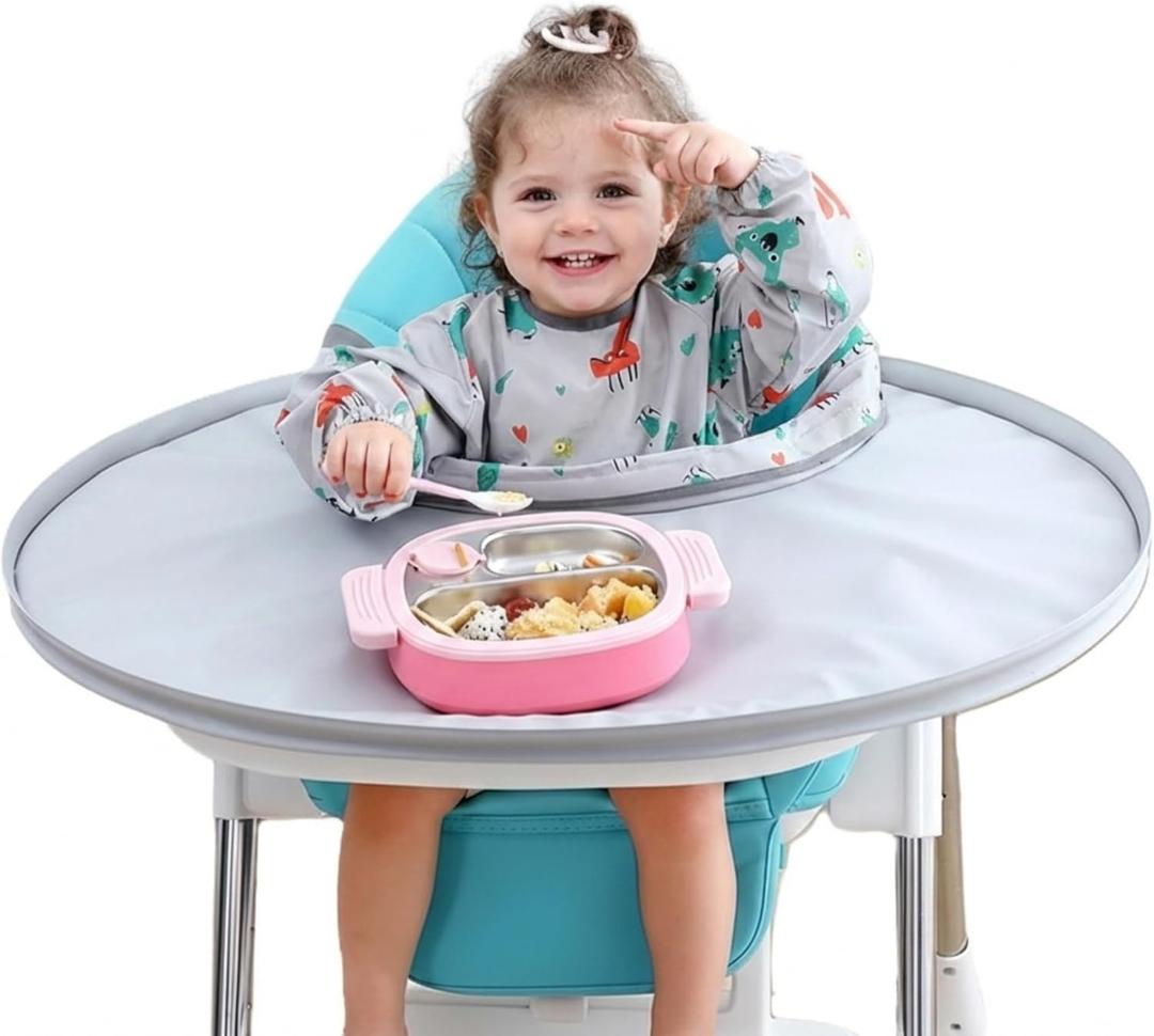 Baby bib Food Catcher Bib and Tray Set | High Chair Self Feeding, Self Eating | No-Mess Mealtime | Easy Cleanup for Baby&Toddler