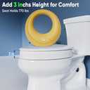 SAMODRA Raised Toilet Seat Riser, White, 3 Inch High Elevated Toilet Seat for Seniors, Soft Close, Easy Install & Clean (Elongated)