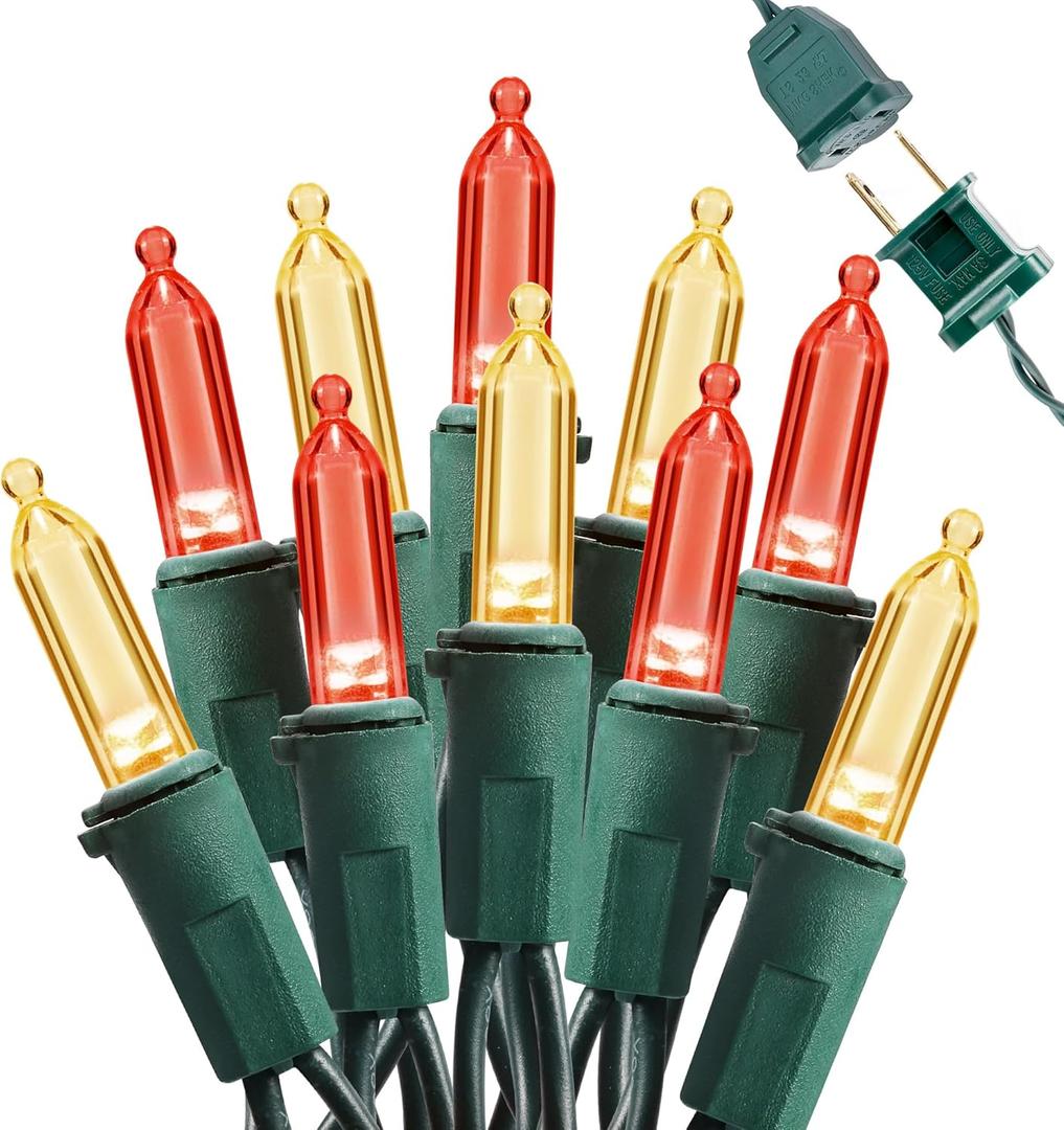 Brizled Red & Warm White Christmas Lights, 33ft 100 LED Christmas String Lights, 120V UL Certified Xmas Tree Light Connectable White Xmas Light Indoor Outdoor for Home Tree Holiday Wedding Patio Decor