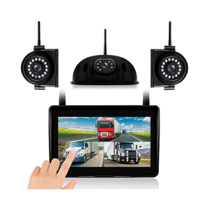 3-Camera Wireless RV Backup System, 7" 1080P Touch Screen with 1 Rear Camera for Furrion Pre-Wired Plug and 2 Side Cameras, IP69 Waterproof, IR Night Vision Camera for RV Trailer, WF703