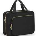 Wedama Toiletry Bag for Women, Large Cosmetic Travel Bag, Hanging Toiletry Bag for Bathroom, Thickened PVC Waterproof Makeup Bag, Toiletries Bag for Travel Business Trips and Camping, Black