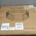 Dog Pen Pet Playpen Dog Fence Indoor Foldable Metal Wire Exercise Puppy Play Yard Pet Enclosure Indoor Outdoor 8 Panels 24 Inch with Bottom Pad/Top Cover (Black with top Cover)