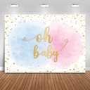 Mocsicka Blue Pink Watercolor Splash Gender Reveal Backdrop Boy or Girl Gold Glitter Background Oh Baby Gender Reveal Party Cake Table Decoration Photo Booth Props (7x5ft)