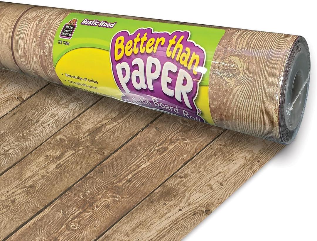 Teacher Created Resources Rustic Wood Better Than Paper Bulletin Board Roll (TCR77884), 48" x 144"