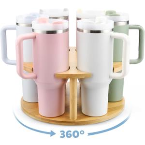 Water Bottle Organizer for Stanley 40 oz, 360 Rotated Cup Holder for Stanley Tumbler, Wooden Tumbler Holder for Cabinet Storage, Lazy Susan Cup Rack for Stanley Owala Simple Modern Accessories