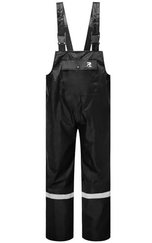 RainRider Bib Rain Pants for Men Waterproof Rain Gear for Women Workwear Bib Overalls Trousers for Fishing(Black,XXL)