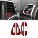 SUNJIKA Compatible with Air Conditioner Switch Knob Trim Sticker Interior Accessories for 2014 2015 2016 2017 2018 2019 2020 2021 Jeep Grand Cherokee Carbon Fiber Trim (4PCS Red)