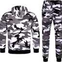 Tracksuit for men 2 pieces,Fleece hooded outfit,fashion warm sweatsuit set (XXXL)