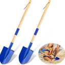 2 Pack Beach Shovels for Kids, 27.2" Long Detachable Kids Shovel with Wood Handle Metal Spade Sand Shovels for Digging Sand Gardening Beach Play Tool for Kids Adults Gifts (Blue)