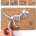 Dinosaur Felt Skeleton Puzzle Set - Mosasaur, Pterosaur, Stegosaurus & T-Rex, Dinosaur Fossil Puzzles 4 High Density Fiberboard - Montessori Educational Toy for Kids 3+