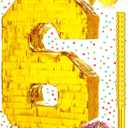 Sratte Piata Birthday Party Decorations Gold Foil Piata with Stick Blindfold Confetti for Boy Girl Birthday Anniversary Celebrations Fiesta Supplies(Number 6)