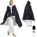 Wearable Heated Blanket Hoodie, Luxury Faux Fur & Sherpa Electric Throw Blanket, Heated Shawl Wraps Poncho with Pockets for Women Men, 3 Heat Levels & 12H Timer, ETL & FCC Certified, 40"x70",Dark Grey