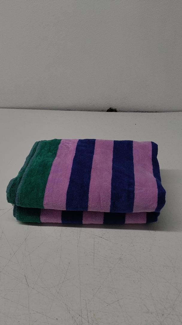 Exclusivo Mezcla 2Pack Beach Towels, Large Microfiber Striped Beach Bath Pool Towel Set for Kids and Adults, Lightweight and Absorbent, 30x60 Inches, Purple
