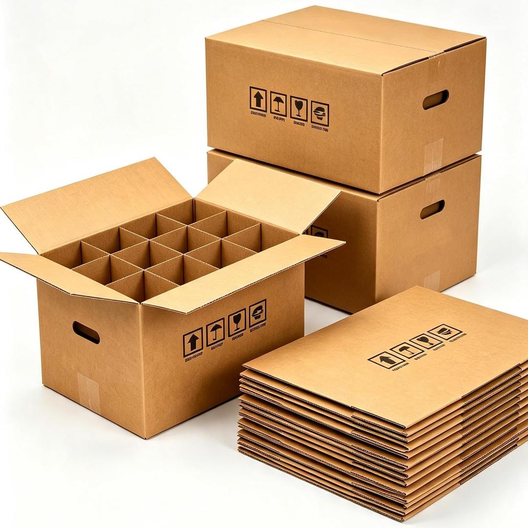 10 Sets Wine Boxes for Moving with Reinforced Cardboard and Handle