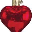 Old World Christmas Shiny Red Heart Glass Blown Ornament for Christmas Tree, Handcrafted Holiday Decoration, Heart Collection