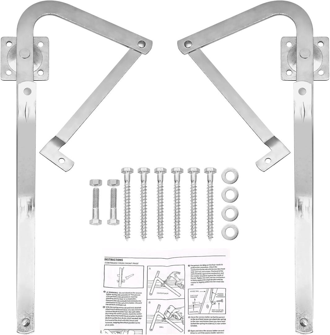 Attic Ladder Hinge Arms Compatible with Werner Mk5, WU2210, W2208, W2210, Suitable for Werner Attic Ladders Manufactured After 2010, Heavy Duty Thick Galvanized Material, 55-2