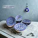 Handmade Decorative Turkish Ceramic Mini Pinch Bowls Set of 6 Small Dipping & Serving Sauce Bowls, Charcuterie Accessories, Hand-Painted Evil Eye Pattern Snack Dishes for Kitchen & Table Decor