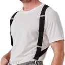 2 Clips Men's Suspenders X-Back Clip-On Elastic Braces for Formal and Casual Wear (Black)