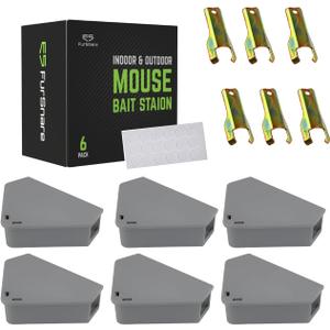 Fursnare 6-Pack Mouse Bait Stations for Outdoor & Indoor Use with Lockable Keys, Weatherproof, Safe for Kids & Pets