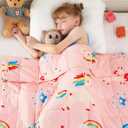 yescool Unicorn Weighted Blanket 3 Pounds Cooling Weighted Lap Blanket, Pink Rainbow Heavy Blanket, Breathable Weighted Throw Blankets Gifts for 20-40lbs, 36"x48", 36x48-3lbs