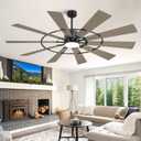 WINGBO 72" Windmill Ceiling Fan with Lights, 3 Downrod, 6-Speed Reversible DC Motor, 3CCT, 10 Blade Indoor Farmhouse DC Ceiling Fans for Kitchen Bedroom Living Room Patio, Matte Black and Grey