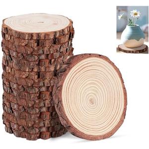 Timburst 17 Pack 5.1-5.5 inch Wood Slices, Unfinished Wood Slabs for Center piece, Rustic Wooden Centerpieces for Tables Rustic Coasters Christmas Ornaments Wood Table Decor