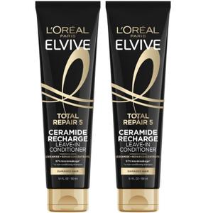 L'Oreal Paris Elvive Total Repair 5 Protein Recharge Leave In Conditioner Treatment, and Heat Protectant, 2 pack, (5.1 Ounce each)