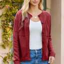 Dokotoo Cardigan Sweaters for Women 2025 Fall Outfits Long Sleeve Crochet Knit Sweaters (Medium, Red Dahlia)