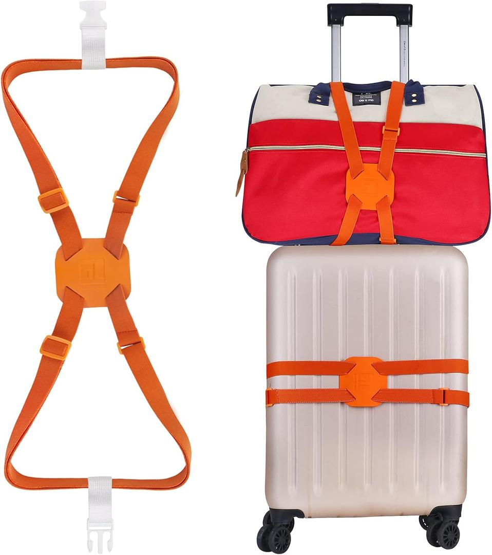 GUANJUNX Luggage Straps Bag Bungees for Add a Bag Easy to Travel Suitcase Elastic Strap Belt Long Orange L Orange Gb-0021