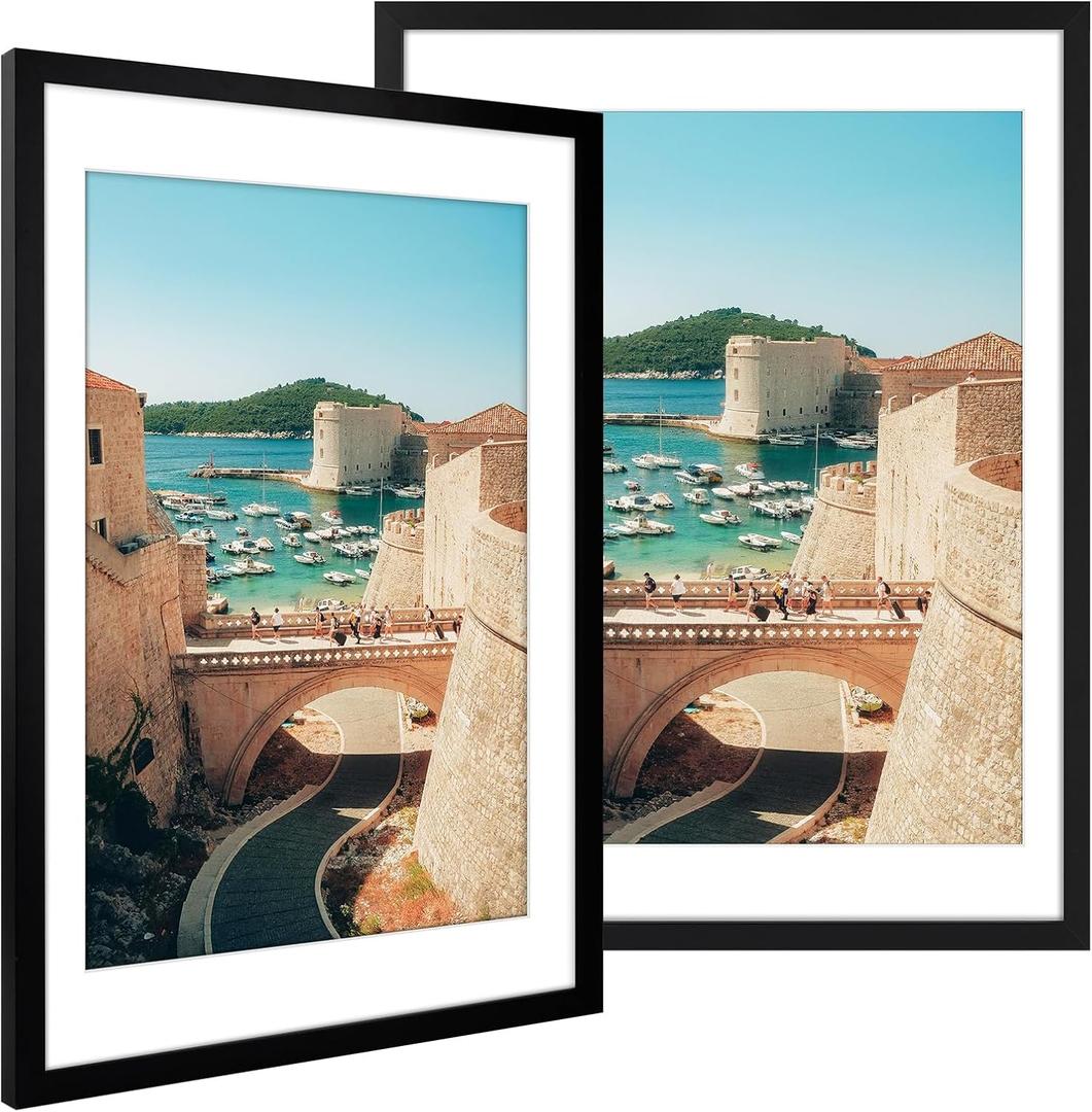 Golden State Art 18X24 Poster Frame with White Mat for 16X20,Black(2 Pack)