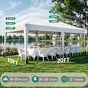 10x20 Pop Up Canopy Tent with 6 Sidewalls, One-Push Center Lock, White