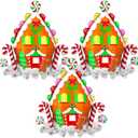 Candy House Balloons Christmas Foil Balloons for Christmas Candy House Themed Party Decoration Supplies Xmas Birthday Decoration Decor Ballons Arch Kits Party Balloon Set 3pcs