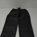TGKKMQB Women's Black Faux Leather Pants Ankle-Length Wide-Leg Elastic Waist Baggy Trousers with Drawstring Pockets Size L