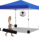 10x10 Pop Up Canopy Tent,Outdoor Canopy with One Push Setup,Easy Up Canopy with 3 Adjustable Height,4 Sandbags, UPF 50+ Event Shelter Tents for Parties,Camping,Market,Patio(Blue)