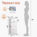 WLIVE Dresser with 4 Drawers, Storage Tower, Organizer Unit, Fabric Dresser for Bedroom, Hallway, Entryway, Closets, Sturdy Steel Frame, Wood Top, Easy Pull Handle, White