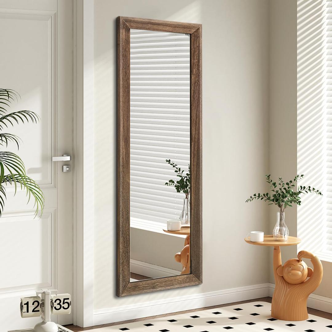 AAZZKANG Hanging Mirror Full Length Vintage Large Mirrors Wooden Framed 43"x14" for Bedroom Living Room Bathroom Entryway Wall Mounted Vertically or Horizontally
