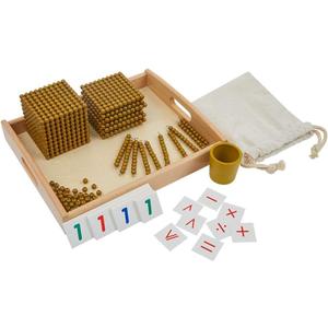 Kghios Montessori Math Beads Toys Materials for Toddlers Golden Beads and Cards Materials Bank Game Thousand Cube Decimal System Mathematics Teaching Materials Baby Preschool Education Toys