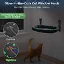 HiPetpy Cat Window Perch, Glow in The Dark Foldable Cat Hammock with Cozy Pad Bed, Breathable Cordless Window Seat with Stud Metal Frame for Large Cats and Kitten (Cushion Bed, 1 Pack - M)