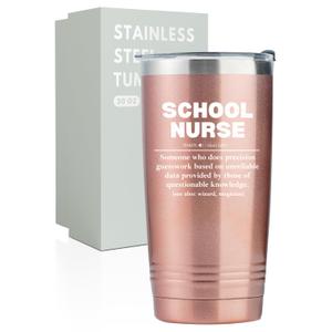 Onebttl School Nurse Gifts for Women, Stainless Steel Tumbler 20 OZ With Lid and Straw, Appreciation Gift for Christmas - Noun