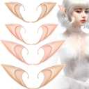 4 Pair Fairy Pixie Elf Ears Cosplay Elf Ear Soft Pointed Tips Anime Party Dress Up Costume Masquerade Accessories for Halloween Christmas Party (Nude & Brown)