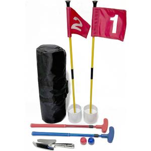 Mini Golf Course for Beach Backyard Putting Game, 2 Adjustable Putters, 2 Golf Flags & Putting Hole Cups, 2 Balls, 1 Digger and 1 Travel Bag, Large