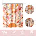 2 x Newsely Boho Sun 70s Shower Curtain 60Wx72L Inch Retro Abstract Colorful Rainbow Sunrise Sunset Floral Cute Vintage Bathroom Set Modern Groovy Waterproof Bath Decoration Accessories Home Decor