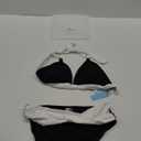 Yonique Women Two Piece Bathing Suits Push Up Bikini Set Halter Swimsuit Vintage Swimwear (Large, Black and White)