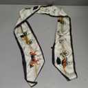Head Scarf Hair Neck Scarves For Women Purse Bag Scarfs For Handbags Silky Long Thin Satin Headscarf Fashion (B8-white Horse(5.9 X 59inch)