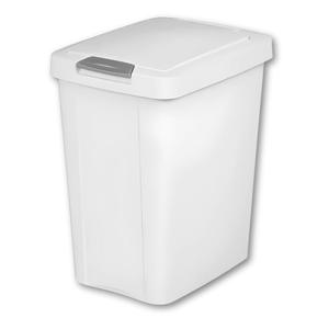 7.5 Gallon White Wastebasket with Touch-Open Lid: Ideal Office Trash Can, Under Sink Trash Can, Or Garbage Can with Lid for Kitchen, Bathroom, Mudroom