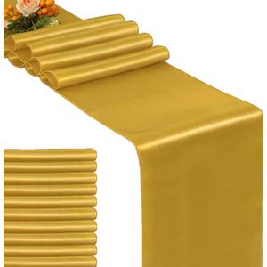GFCC Pack of 10 Gold Satin Table Runner 12 x 108 Inches for Wedding Party Events Decoration