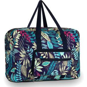 F.FETIVIN Weekender Bag Carry On Travel Duffle Medium Overnight Bag for Women (Blue Leaf)
