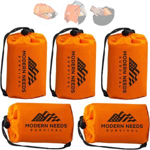 MODERN NEEDS Emergency Sleeping Bag Survival  Thermal Blanket & Bivy Sack | Emergency Bivy & Survival Blanket | Outdoor Sleeping Bag & Hiking Sleeping Bag | Sleeping Bags for Adults (5)