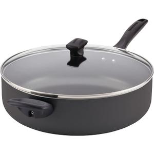 Farberware Dishwasher Safe Nonstick Jumbo Cooker/Saute Pan with Helper Handle - 6 Quart, Black